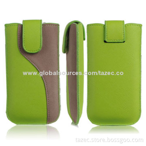 PU Leather Case for Samsung S4 with Pulling Strap and Velcro Closure, Various Colors Available